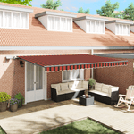 Casa si Gradina - Gradina si terasa - Umbrele si pavilioane - Umbrele - Copertina manuala retractabila cu LED portocalie si maro 500x350 cm - Infinity.ro