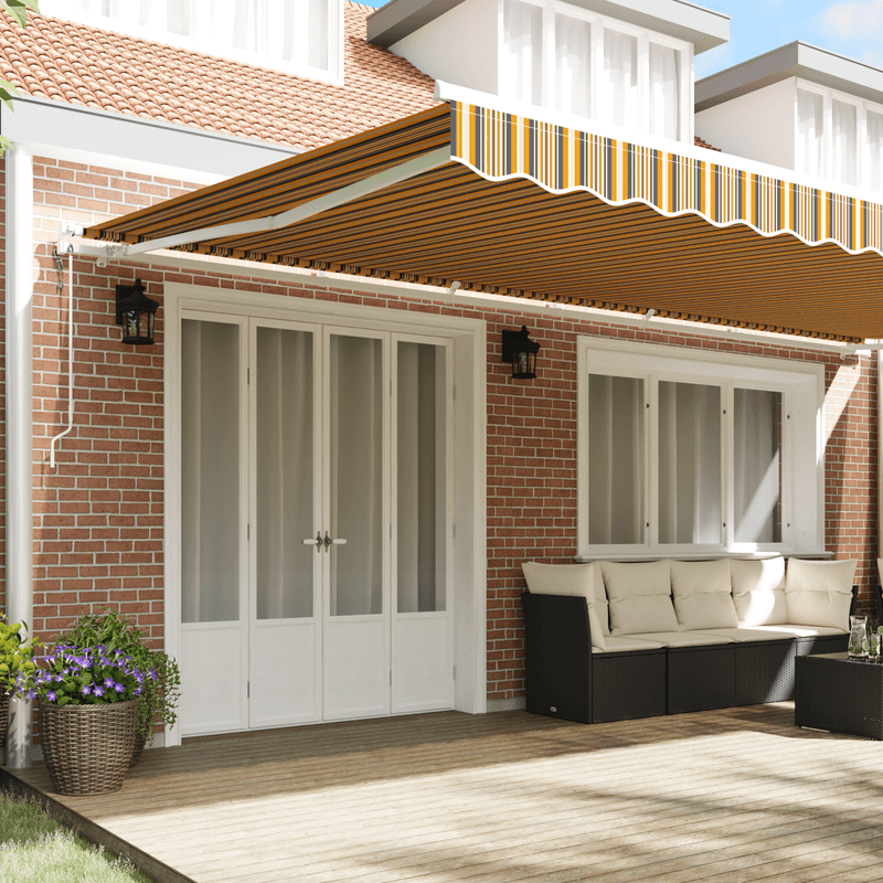 Casa si Gradina - Gradina si terasa - Umbrele si pavilioane - Umbrele - Copertina retractabila automata cu Dungi Multicolore 600x350 cm - Infinity.ro