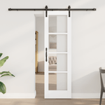 Casa si Gradina - Constructii - Usi interior, exterior si garaj - Usi interior - Usa glisanta cu set de accesorii "ORKDAL" Alb Lemn masiv & Sticla - Infinity.ro