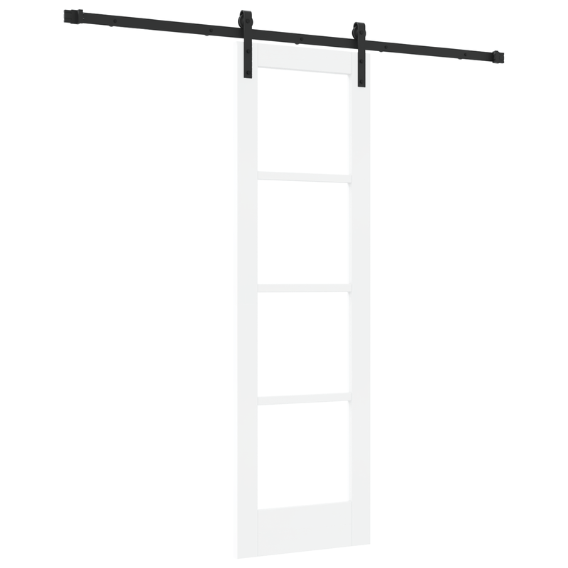 Casa si Gradina - Constructii - Usi interior, exterior si garaj - Usi interior - Usa glisanta cu set de accesorii "ORKDAL" Alb Lemn masiv & Sticla - Infinity.ro