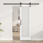 Casa si Gradina - Constructii - Usi interior, exterior si garaj - Usi interior - Usa glisanta cu set de accesorii "ORKDAL" Alb Lemn masiv & Sticla - Infinity.ro