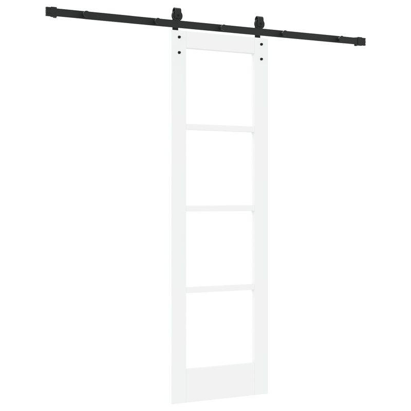 Casa si Gradina - Constructii - Usi interior, exterior si garaj - Usi interior - Usa glisanta cu set de accesorii "ORKDAL" Alb Lemn masiv & Sticla - Infinity.ro