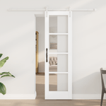 Casa si Gradina - Constructii - Usi interior, exterior si garaj - Usi interior - Usa glisanta cu set de accesorii 'ORKDAL'Alb Lemn Masiv & Sticla - Infinity.ro