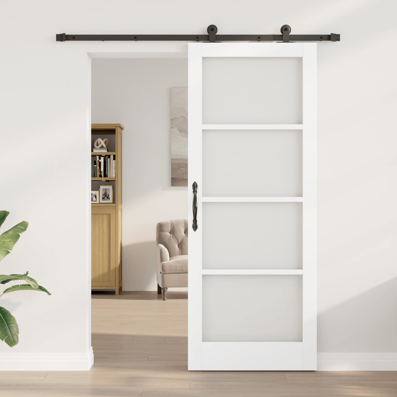 Casa si Gradina - Constructii - Usi interior, exterior si garaj - Usi interior - Usa glisanta  cu set de accesorii 'ORKDAL'Alb din lemn masiv si sticla - Infinity.ro