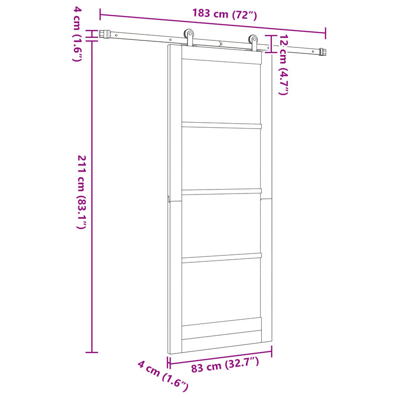 Casa si Gradina - Constructii - Usi interior, exterior si garaj - Usi interior - Usa glisanta  cu set de accesorii 'ORKDAL'Alb din lemn masiv si sticla - Infinity.ro