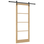 Casa si Gradina - Constructii - Usi interior, exterior si garaj - Usi interior - Usa glisanta ORKDAL Set de 2 Natural si negru Lemn masiv - Infinity.ro