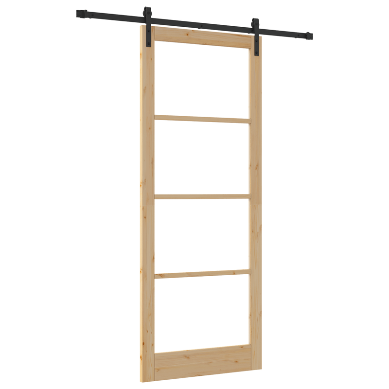 Casa si Gradina - Constructii - Usi interior, exterior si garaj - Usi interior - Usa glisanta ORKDAL Set de 2 Natural si negru Lemn masiv - Infinity.ro