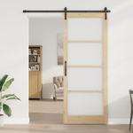 Casa si Gradina - Constructii - Usi interior, exterior si garaj - Usi interior - Usa glisanta ORKDAL Set de 2 Natural si negru Lemn masiv - Infinity.ro
