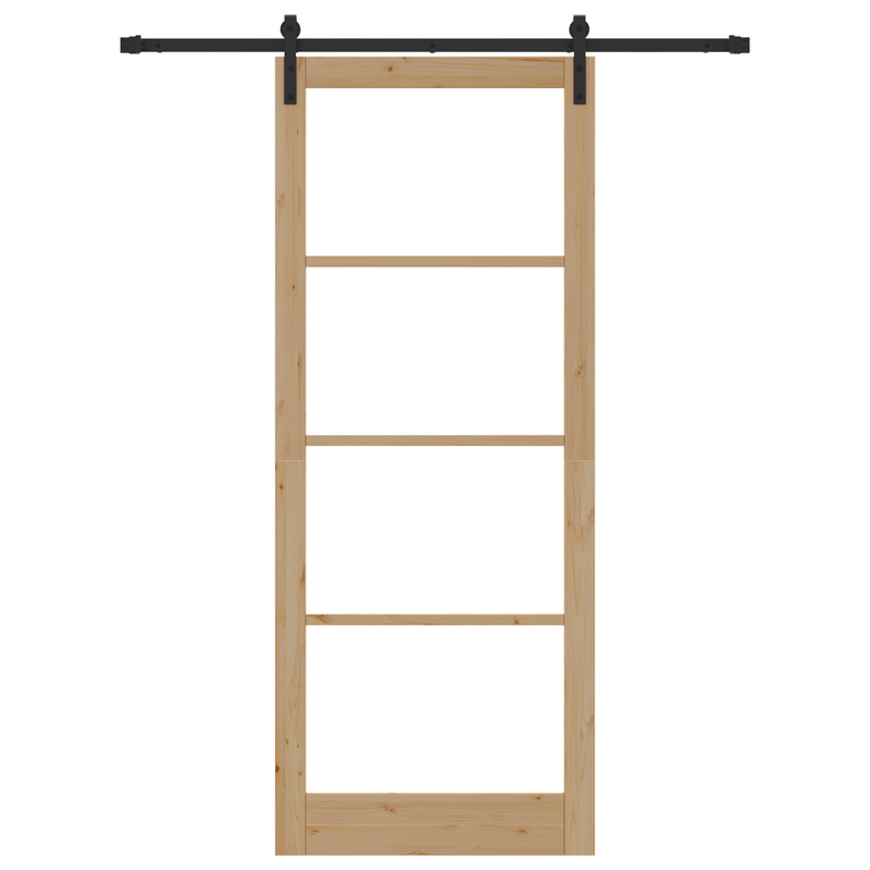 Casa si Gradina - Constructii - Usi interior, exterior si garaj - Usi interior - Usa glisanta ORKDAL Set de 2 Natural si negru Lemn masiv - Infinity.ro