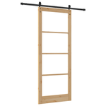 Casa si Gradina - Constructii - Usi interior, exterior si garaj - Usi interior - Usa glisanta ORKDAL Set de 2 Natural si negru Lemn masiv - Infinity.ro