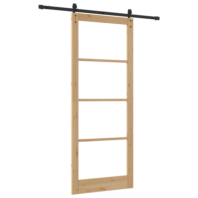 Casa si Gradina - Constructii - Usi interior, exterior si garaj - Usi interior - Usa glisanta ORKDAL Set de 2 Natural si negru Lemn masiv - Infinity.ro
