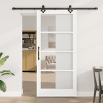 Casa si Gradina - Constructii - Usi interior, exterior si garaj - Usi interior - Usa Glisanta  cu Set Hardware 'ORKDAL'Alb din Lemn Solid si Sticla - Infinity.ro