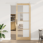 Casa si Gradina - Constructii - Usi interior, exterior si garaj - Usi interior - Usa glisanta  cu set de accesorii "ORKDAL" din lemn solid si sticla - Infinity.ro
