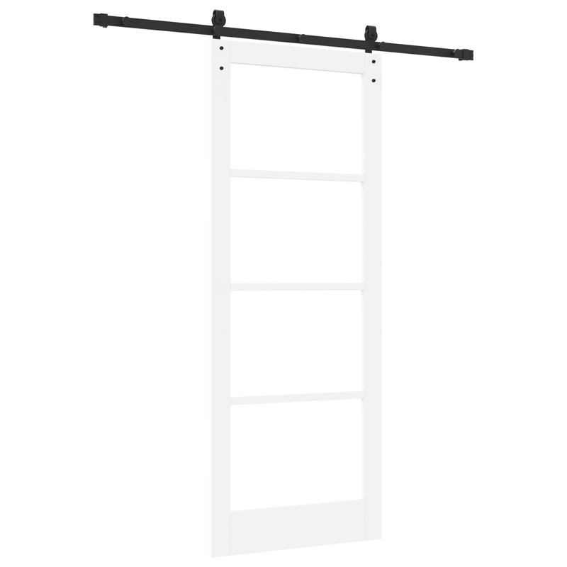 Casa si Gradina - Constructii - Usi interior, exterior si garaj - Usi interior - Usa Glisanta  cu Set de Accesorii 'ORKDAL'Alb Lemn Solid & Sticla - Infinity.ro