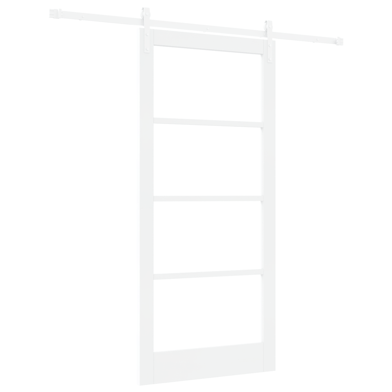 Casa si Gradina - Constructii - Usi interior, exterior si garaj - Usi interior - Usa glisanta  cu set hardware "ORKDAL" Alb din Lemn Solid & Sticla - Infinity.ro