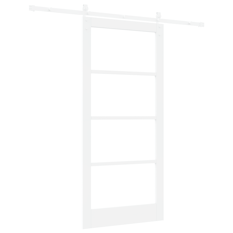 Casa si Gradina - Constructii - Usi interior, exterior si garaj - Usi interior - Usa glisanta  cu set hardware "ORKDAL" Alb din Lemn Solid & Sticla - Infinity.ro