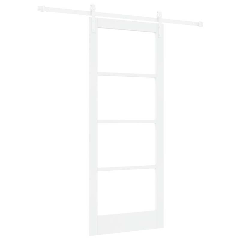 Casa si Gradina - Constructii - Usi interior, exterior si garaj - Usi interior - Usa glisanta  cu set de accesorii 'ORKDAL'Alb Lemn Solid & Sticla - Infinity.ro