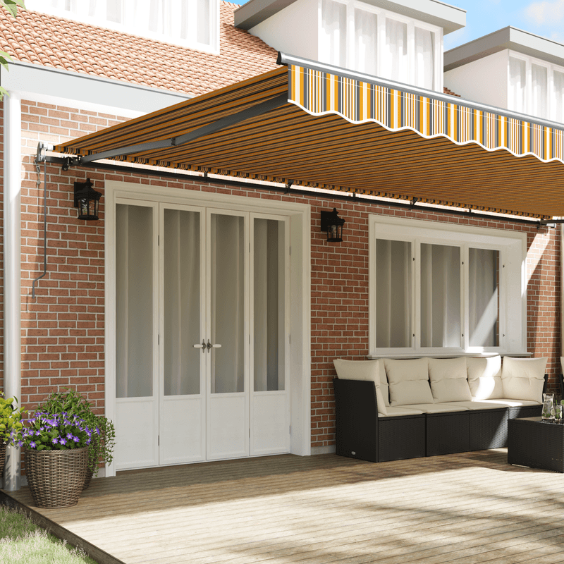 Casa si Gradina - Gradina si terasa - Umbrele si pavilioane - Umbrele - Copertina retractabila automata cu dungi multicolore 600x350 cm - Infinity.ro