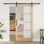 Casa si Gradina - Constructii - Usi interior, exterior si garaj - Usi interior - Usa glisanta  cu set de accesorii "ORKDAL" Lemn masiv si sticla - Infinity.ro