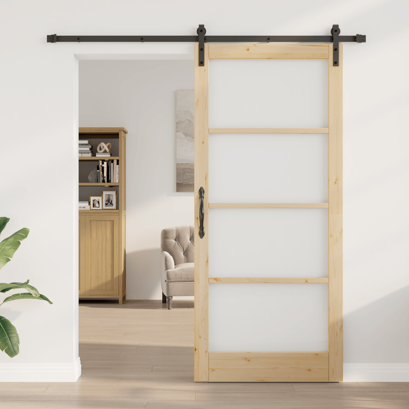 Casa si Gradina - Constructii - Usi interior, exterior si garaj - Usi interior - Usa glisanta cu set de hardware 'ORKDAL'din lemn masiv si sticla - Infinity.ro