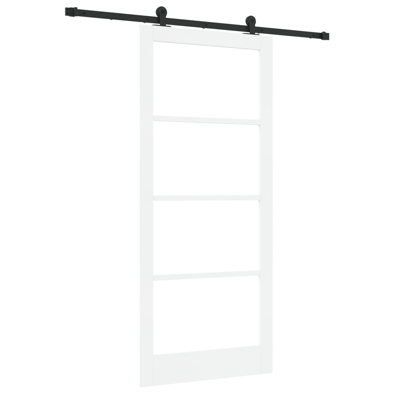 Casa si Gradina - Constructii - Usi interior, exterior si garaj - Usi interior - Usa glisanta  cu set de accesorii 'ORKDAL'Alb Lemn Solid & Sticla - Infinity.ro