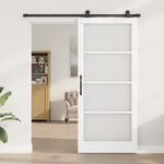 Casa si Gradina - Constructii - Usi interior, exterior si garaj - Usi interior - Usa glisanta  cu set de accesorii 'ORKDAL'Alb Lemn Solid & Sticla - Infinity.ro
