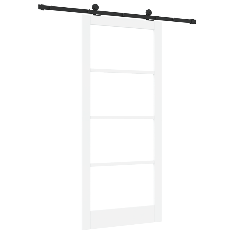 Casa si Gradina - Constructii - Usi interior, exterior si garaj - Usi interior - Usa glisanta  cu set de accesorii 'ORKDAL'Alb Lemn Solid & Sticla - Infinity.ro