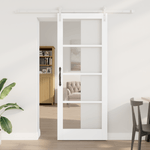 Casa si Gradina - Constructii - Usi interior, exterior si garaj - Usi interior - Usa Glisanta  cu Set de Accesorii "ORKDAL" Alb din Lemn Solid & Sticla - Infinity.ro