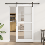 Casa si Gradina - Constructii - Usi interior, exterior si garaj - Usi interior - usa glisanta  cu set hardware 'ORKDAL'Alb din lemn solid si sticla - Infinity.ro