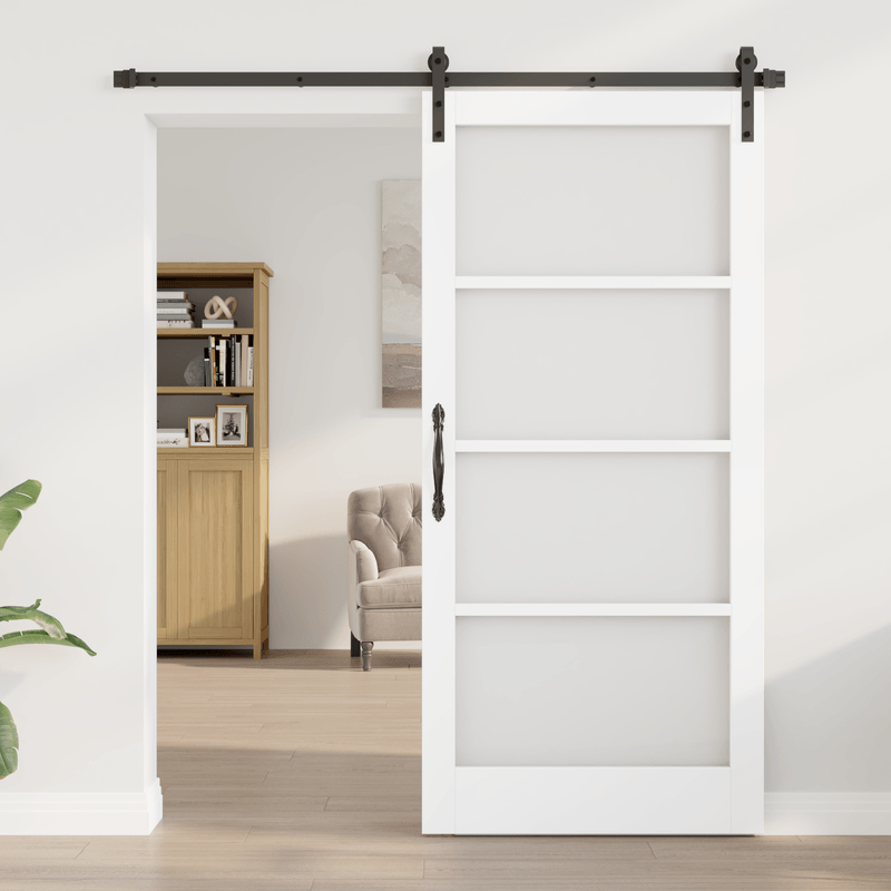 Casa si Gradina - Constructii - Usi interior, exterior si garaj - Usi interior - usa glisanta  cu set hardware 'ORKDAL'Alb din lemn solid si sticla - Infinity.ro