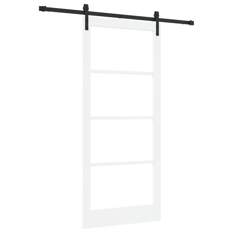 Casa si Gradina - Constructii - Usi interior, exterior si garaj - Usi interior - Usa glisanta  cu set de accesorii 'ORKDAL'Alb Lemn Solid si Sticla - Infinity.ro
