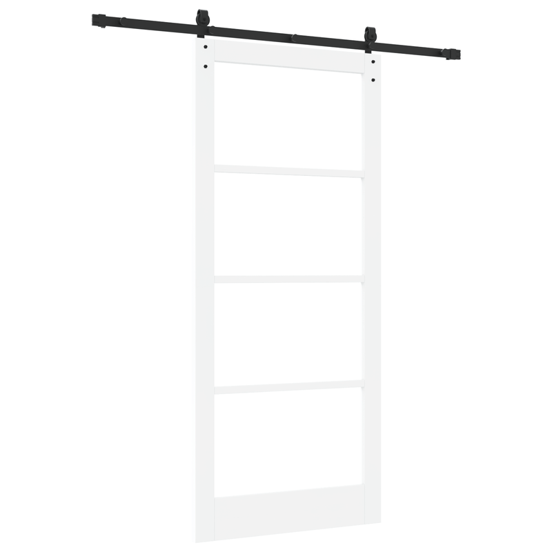 Casa si Gradina - Constructii - Usi interior, exterior si garaj - Usi interior - Usa glisanta  cu set de accesorii 'ORKDAL'Alb Lemn Solid si Sticla - Infinity.ro