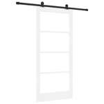 Casa si Gradina - Constructii - Usi interior, exterior si garaj - Usi interior - Usa glisanta  cu set de accesorii 'ORKDAL'alb lemn solid & sticla - Infinity.ro