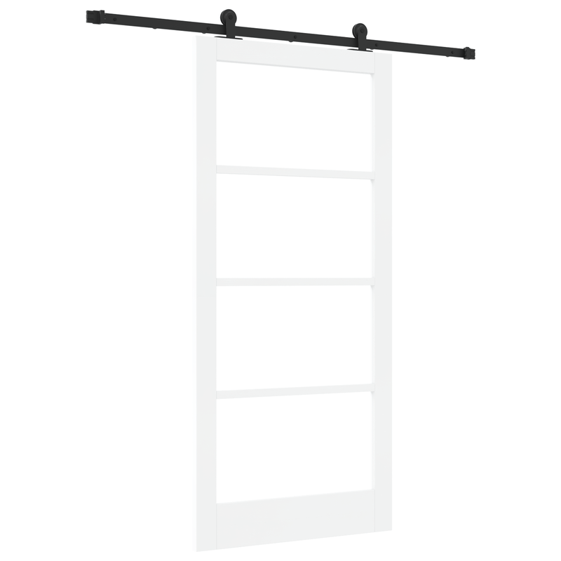 Casa si Gradina - Constructii - Usi interior, exterior si garaj - Usi interior - Usa glisanta  cu set de accesorii 'ORKDAL'alb lemn solid & sticla - Infinity.ro