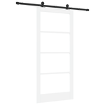 Casa si Gradina - Constructii - Usi interior, exterior si garaj - Usi interior - Usa glisanta  cu set de accesorii 'ORKDAL'alb lemn solid & sticla - Infinity.ro