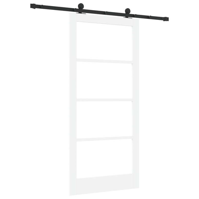 Casa si Gradina - Constructii - Usi interior, exterior si garaj - Usi interior - Usa glisanta  cu set de accesorii 'ORKDAL'alb lemn solid & sticla - Infinity.ro