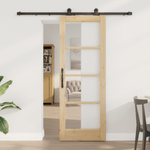 Casa si Gradina - Constructii - Usi interior, exterior si garaj - Usi interior - Usa Glisanta  cu Set de Accesorii 'ORKDAL'Lemn Masiv si Sticla - Infinity.ro