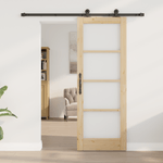 Casa si Gradina - Constructii - Usi interior, exterior si garaj - Usi interior - Usa Glisanta  cu Set de Accesorii 'ORKDAL'Lemn Masiv si Sticla - Infinity.ro