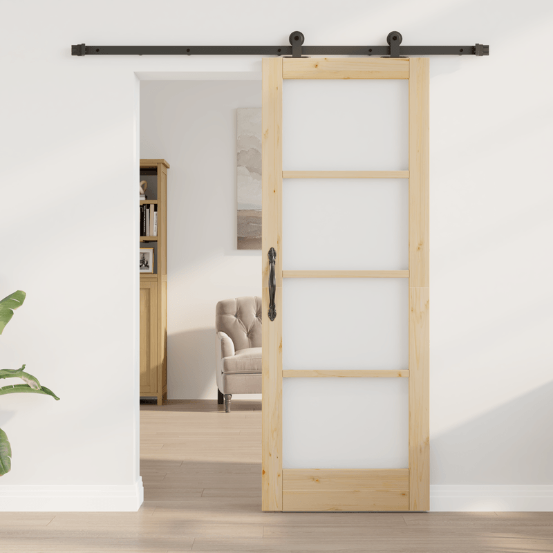 Casa si Gradina - Constructii - Usi interior, exterior si garaj - Usi interior - Usa Glisanta  cu Set de Accesorii 'ORKDAL'Lemn Masiv si Sticla - Infinity.ro
