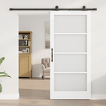 Casa si Gradina - Constructii - Usi interior, exterior si garaj - Usi interior - Usa glisanta  cu set de accesorii 'ORKDAL'Alb Lemn Solid & Sticla - Infinity.ro