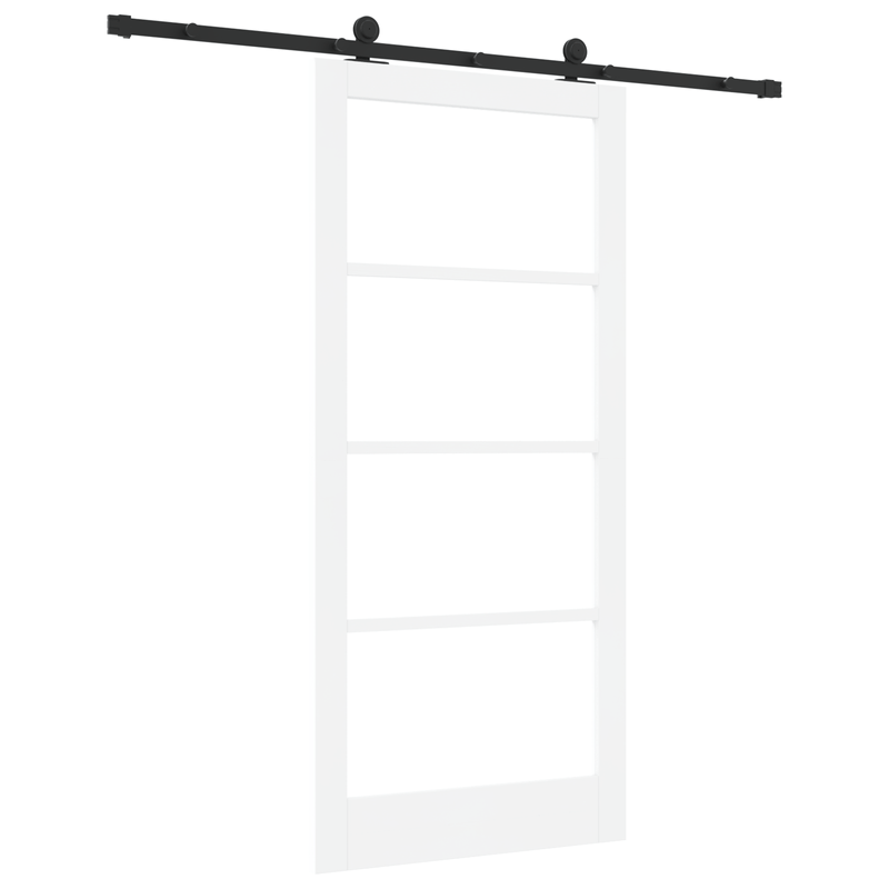 Casa si Gradina - Constructii - Usi interior, exterior si garaj - Usi interior - Usa glisanta  cu set de accesorii 'ORKDAL'Alb Lemn Solid & Sticla - Infinity.ro