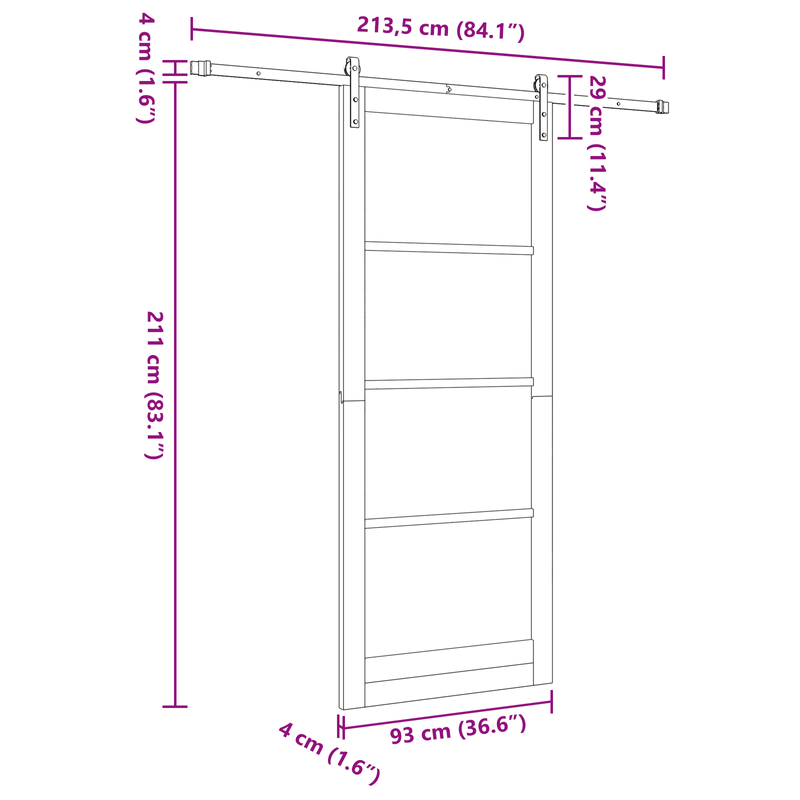Casa si Gradina - Constructii - Usi interior, exterior si garaj - Usi interior - Usa glisanta  cu set de accesorii 'ORKDAL'Alb 93x232 cm - Infinity.ro