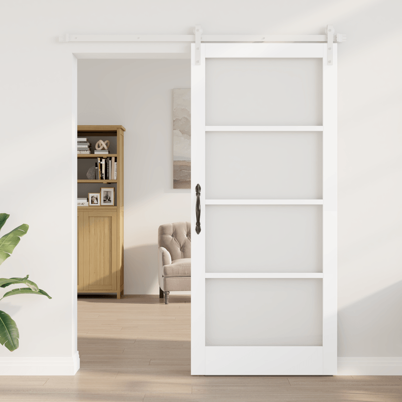 Casa si Gradina - Constructii - Usi interior, exterior si garaj - Usi interior - Usa Glisanta  cu Set de Feronerie "ORKDAL" Alb din Lemn Solid & Sticla - Infinity.ro