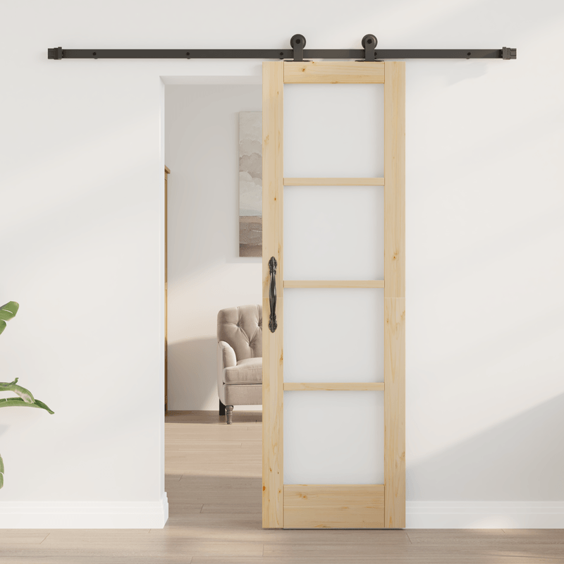 Casa si Gradina - Constructii - Usi interior, exterior si garaj - Usi interior - Usa glisanta  cu set de accesorii 'ORKDAL'Lemn masiv si sticla - Infinity.ro
