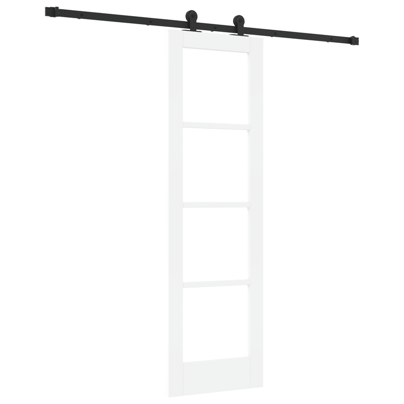 Casa si Gradina - Constructii - Usi interior, exterior si garaj - Usi interior - Usa Glisanta cu Set de Accesorii 'ORKDAL'Lemn Solid Alb&Sticla - Infinity.ro
