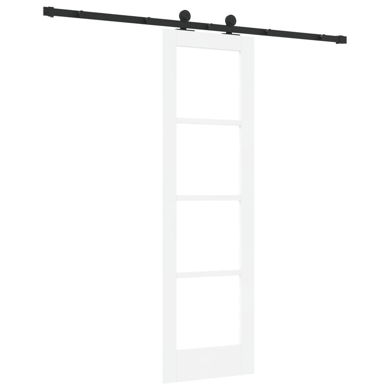Casa si Gradina - Constructii - Usi interior, exterior si garaj - Usi interior - Usa Glisanta cu Set de Accesorii 'ORKDAL'Lemn Solid Alb&Sticla - Infinity.ro