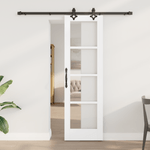 Casa si Gradina - Constructii - Usi interior, exterior si garaj - Usi interior - Usa glisanta  cu set de accesorii "ORKDAL" Alb Lemn Masiv si Sticla - Infinity.ro