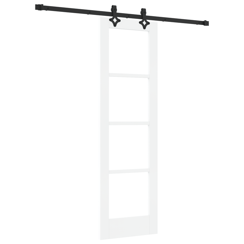 Casa si Gradina - Constructii - Usi interior, exterior si garaj - Usi interior - Usa glisanta  cu set de accesorii "ORKDAL" Alb Lemn Masiv si Sticla - Infinity.ro