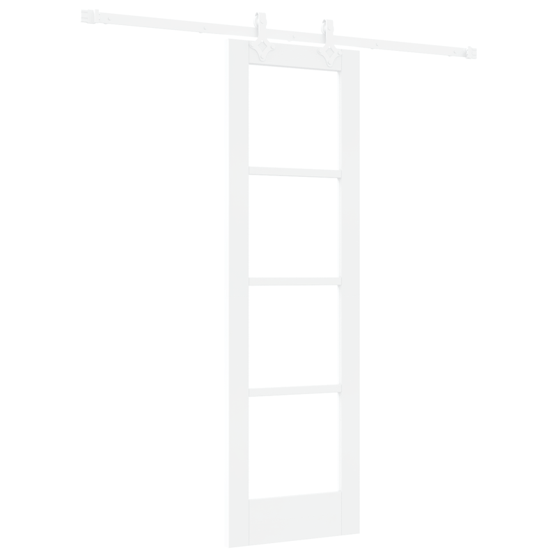 Casa si Gradina - Constructii - Usi interior, exterior si garaj - Usi interior - Set Usa Glisanta cu Accesorii Alb 61x198.5 cm Lemn Masiv Pin - Infinity.ro