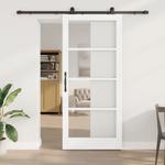 Casa si Gradina - Constructii - Usi interior, exterior si garaj - Usi interior - Usa glisanta  cu set de hardware 'ORKDAL'Lemn solid alb & sticla - Infinity.ro